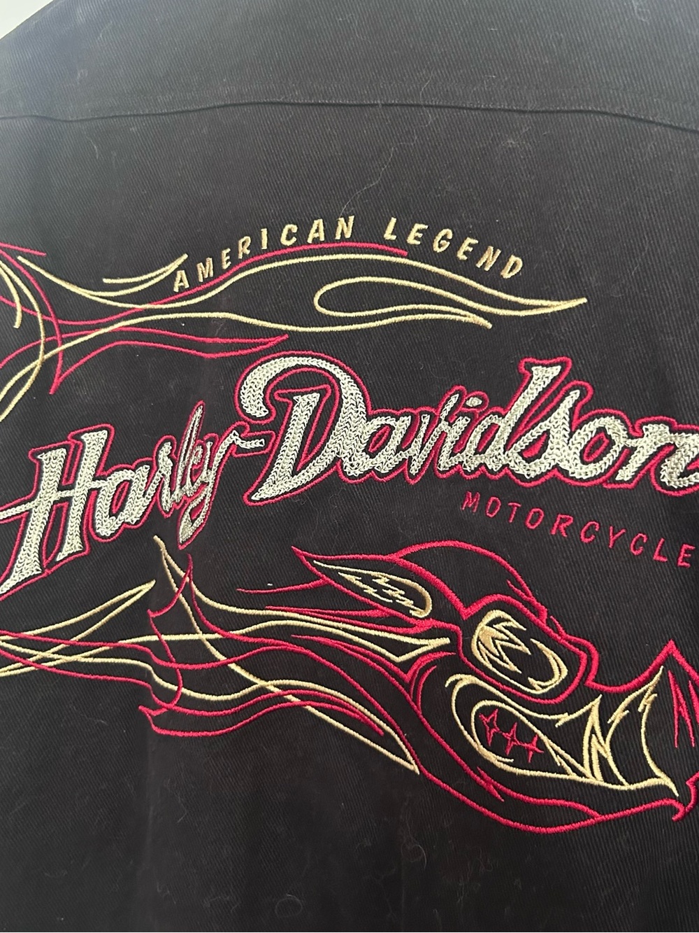 🖤MAKE OFFER🖤 VTG Harley Davidson Black Jacket American Legend Embroidered Hog LG - Picture 6 of 9